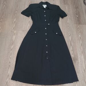 Elegant Black Button-Up Dress
